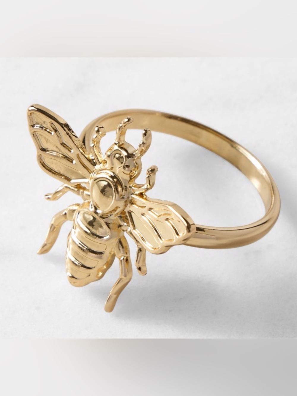 Williams Sonoma Polished Gold Bee Cocktail Ring ( Set of 4 )